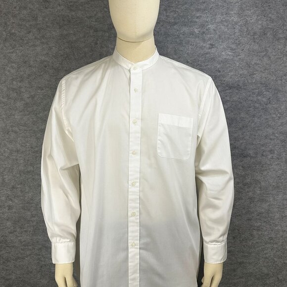 Giorgio Bissoni Mens White Dress Shirt Size 18 36/37 65% Polyester 35% Cotton - Picture 1 of 8